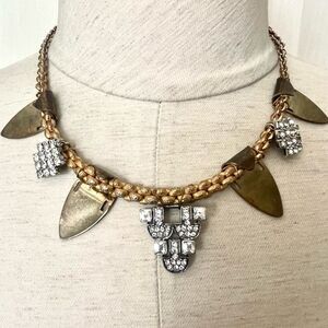 JewelMint gold tone rhinestone statement necklace